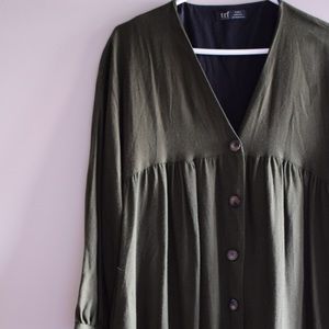 ZARA TRF Khaki Green Babydoll Dress